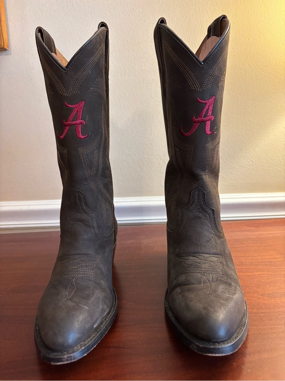Alabama Crimson Tide Gameday Brown Leather Cowboy Boots -